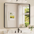 TETOTE Black Framed Mirrors for Bathroom, 42 x 36 Inch Modern Decorative Wall by TETOTE