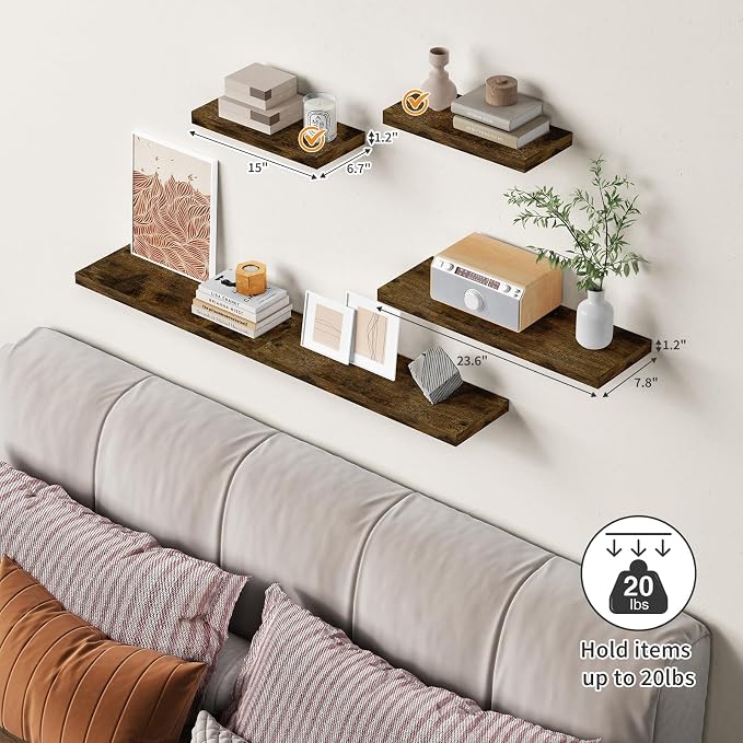 Forbena Rustic Wood Floating Shelves - Image 6