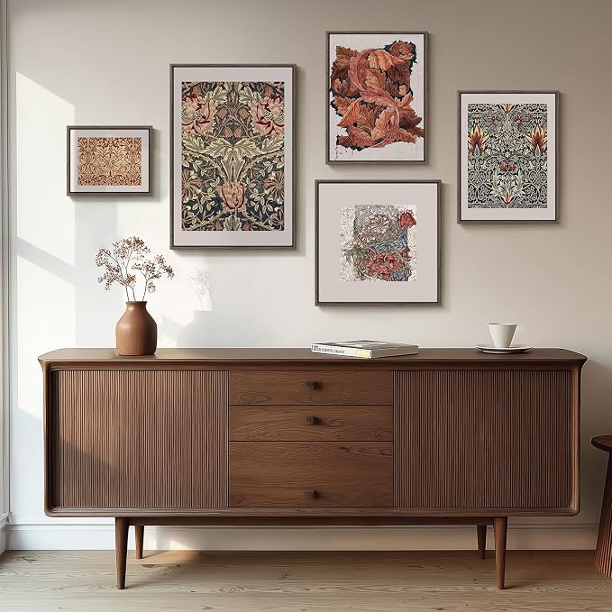 Framed William Morris Gallery Wall Art Set of 5, Vintage Colorful Botanical - Image 3