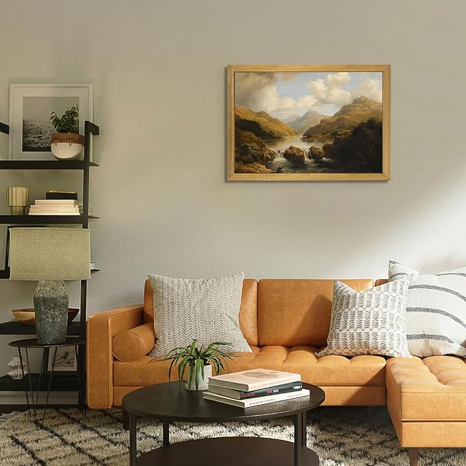 Framed Vintage Landscape Wall Art Home Decor, Retro Mountain Vintage Painting - Image 4