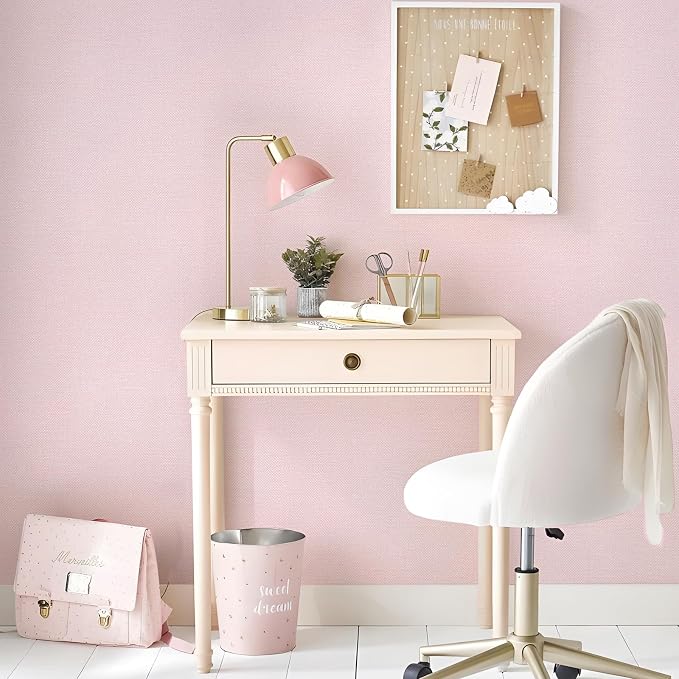 Grasscloth Peel and Stick Wallpaper 15.75x196.85inch Modern Pink Removable - Image 2