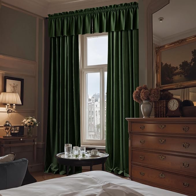 NICETOWN Velvet Cafe Windows Valance, Olive Green Window Treatment - Image 3