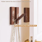 Rustic Folding Wall Hooks: Decorative Wooden Coat Hooks 2Pack Mounted - Image 4