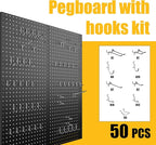 Spampur Peg Board, 6 Pack Metal Pegboard Panels Black Pegboards Wall Organizer - Image 7