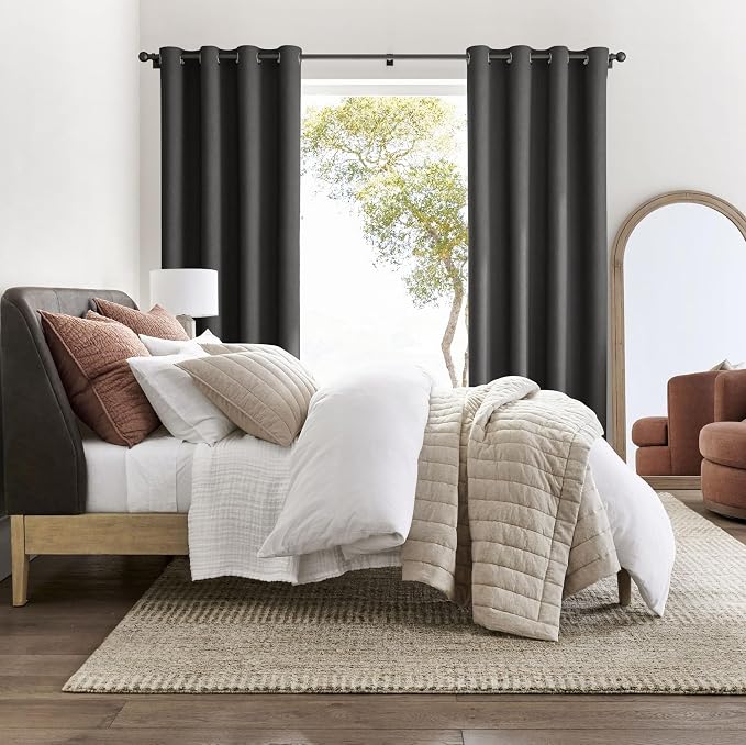 NICETOWN Room Darkening Draperies Curtains Panels, 2 Panels Grey W52 x L84 - Image 2
