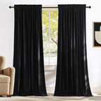 NICETOWN Black Velvet Blackout Curtains 96 inch Long by NICETOWN
