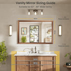 48x32 Inch Bathroom Mirror for Wall, Anti-Rust Walnut Wood Grain Metal Framed - Image 2