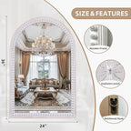 36x24 Inch Bathroom Mirror Arched Wooden Arched, Rustic Farmhouse Arch Wall - Image 4