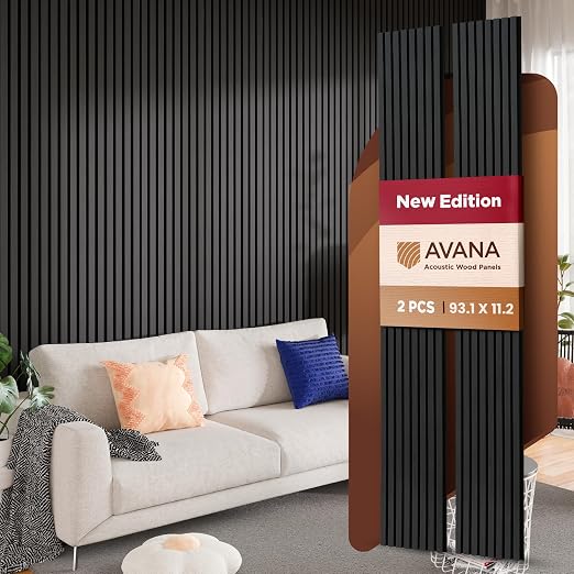 Avana Acoustic Wood Wall Panels –93.2x11.25 Inch Panels – Fits 94x12 Layout – by AvanaHome