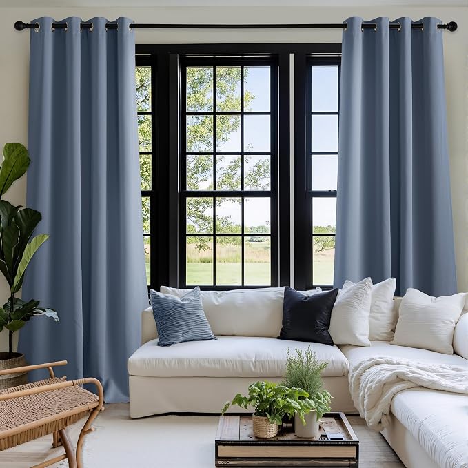NICETOWN Room Darkening Draperies Curtains Panels, 2 Panels Stone Blue W52 x - Image 9