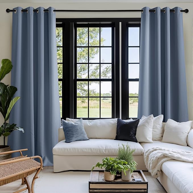 NICETOWN Room Darkening Draperies Curtains Panels, 2 Panels Stone Blue W52 x L90 - Image 9