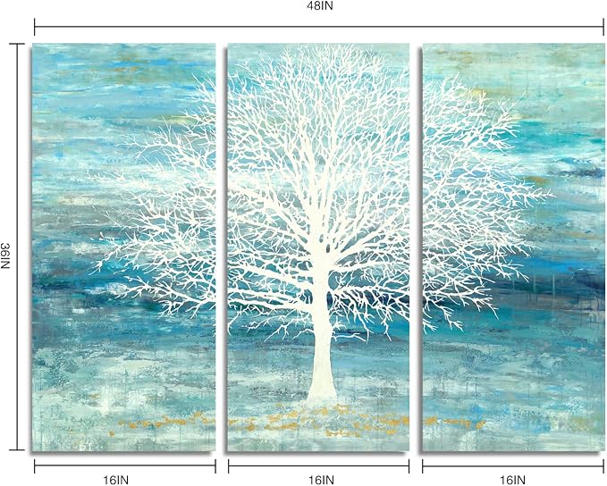 Yihui Arts Teal and Blue Canvas Wall Art - Image 2