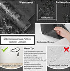 Black Peel and Stick Wallpaper Silk Embossed Floral Contact Paper - Image 4
