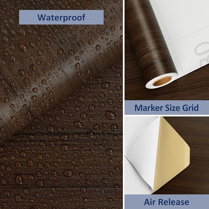WESTICK Large Wood Contact Paper 394"x24" Brown Kitchen Countertops Peel and - Image 6