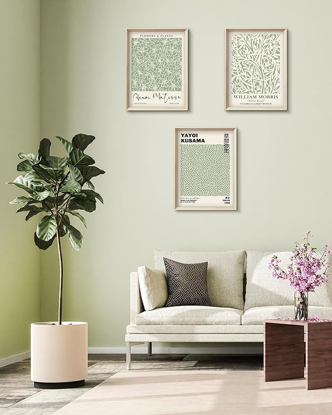 HesenDot Framed Matisse Sage Green Wall Art, William Morris Canvas Wall Decor - Image 8