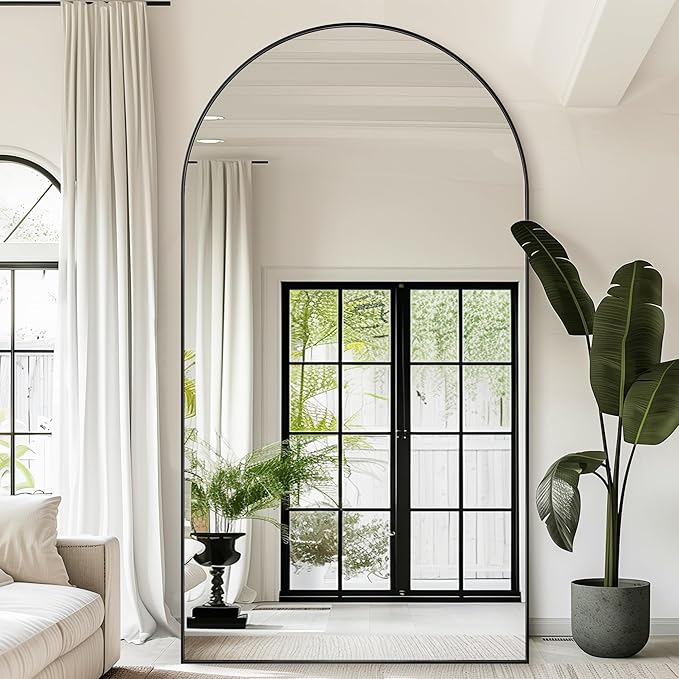 Antok 91" x46” Arched Full Length Floor Mirror, Free Standing/Wall Mount/Leaning - Image 2