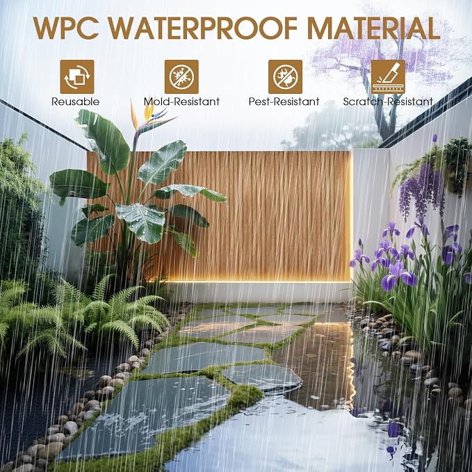 WPC Slat Wall Panels 8 Pack 96" x 8.2", Waterproof Fluted Wall Paneling - Image 3