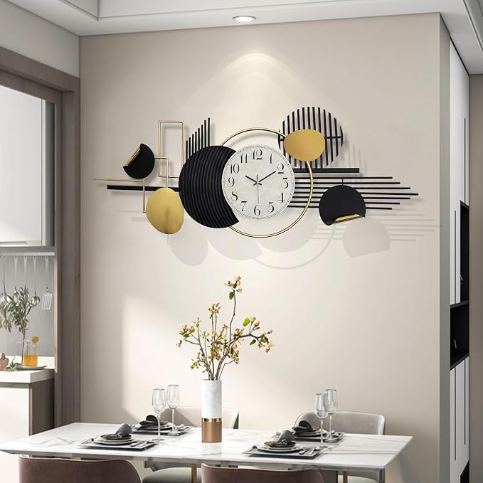 ERMOFAV Metal Wall Art, Abstract Modern Creative Geometric Round Art Decor 56" - Image 5