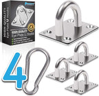 PAMAZY 4 PCS M6 Premium Heavy Duty Square Stainless Steel Pad Eye Hooks + 4PCS by Pamazy