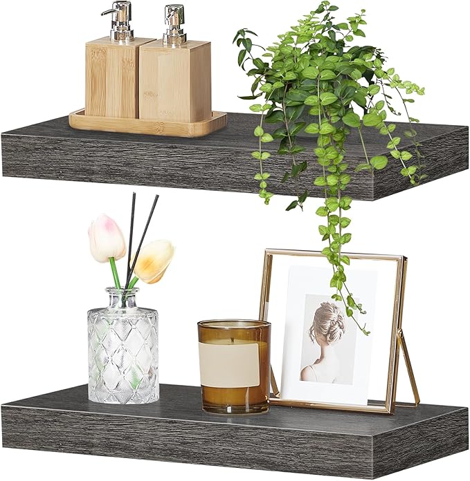 HOOBRO Floating Shelves for Wall, Wall Mounted Shelf Set of 2, 15.7" Hanging - Image 9
