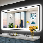 72x32 Black Framed LED Bathroom Mirror by Awandee