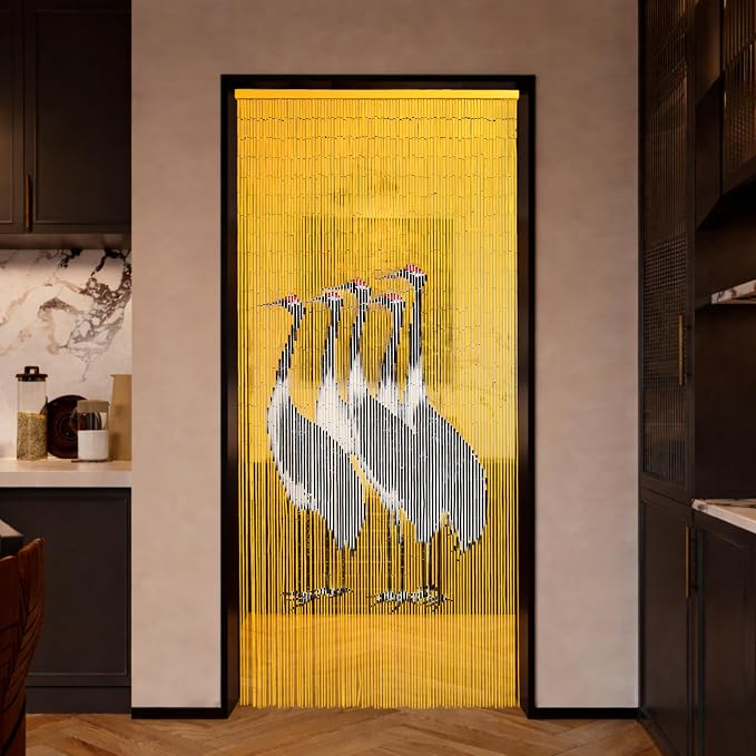 Five Cranes Beaded Bamboo Curtain 35.4" x 78.7" - Image 7
