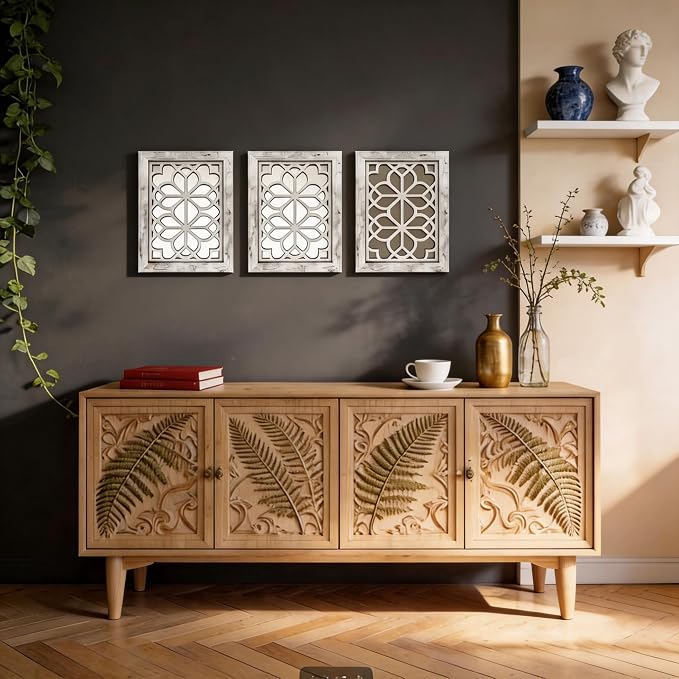 Set of 2 13x17 Inch Rectangular Shatterproof Decorative Wall Mirrors, Boho - Image 5