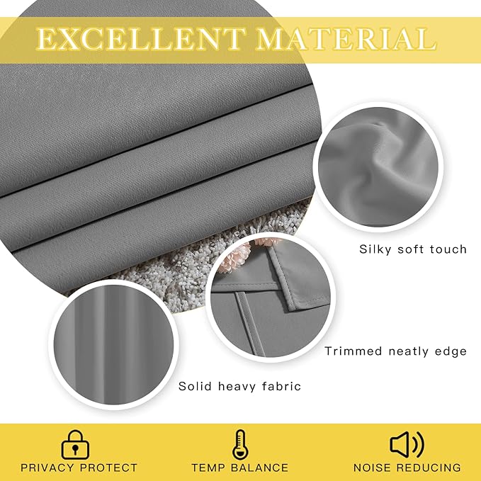 NICETOWN Blackout Silver Grey Sliding Door Curtains 90 inch Length, Thermal - Image 5