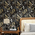 Laatse Boho Wallpaper Peel and Stick Dark Floral Wallpaper 17.5in x393in - Image 5