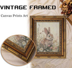 Vintage Gold Framed Easter Bunny Wall Art Spring Rabbit and Wildflowers - Image 4