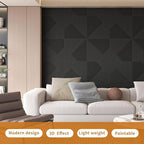 WOWSTAR 12-Pack 3D Wall Panels 19.7" x 19.7", Modern Black Wall Covering - Image 2