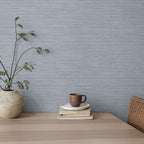 Tempaper Textured Powder Blue Horizontal Faux Grasscloth Removable Peel and - Image 6