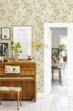 Erfoni 16.9" x197" Yellow Brown Floral Peel and Stick Wallpaper Boho Floral - Image 5