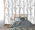XMPMBM-Hand-Painted Cartoon Grey Tree Fabric Wallpaper Nursery Room Kids by XMPMBM-Wallpaperthatwontpeeloff
