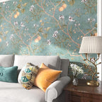 Laatse Green Floral Wallpaper Peel and Stick Bird Wallpaper 17.5" x 393" - Image 2