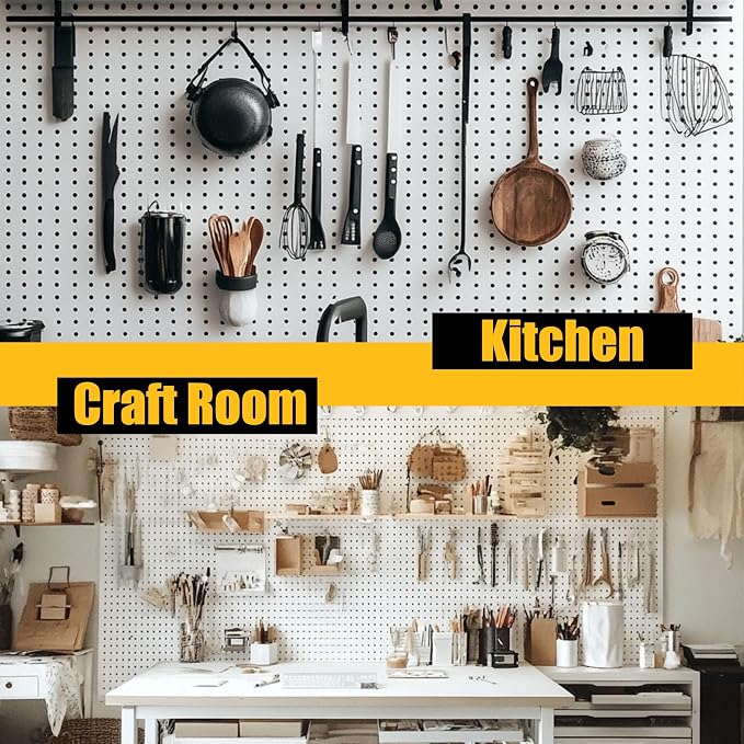 Spampur Peg Board, 6 Pack Metal Pegboard Panels White Pegboards Wall Organizer - Image 9