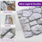 3D Faux Stone Wall Panels Peel and Stick Whitewash, Stone-Look Textured Wall - Image 5