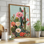 Framed Mexican Cactus Canvas Wall Art Set of 2, Vintage Desert Floral Wall - Image 4