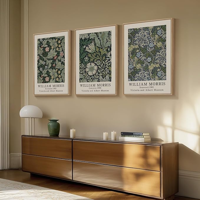 Framed William Morris Canvas Wall Art Green Decor Set of 3, Vintage Large - Image 2