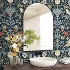 FunStick Navy Blue Floral Wallpaper Peel and Stick Vintage William Morris Green - Image 4