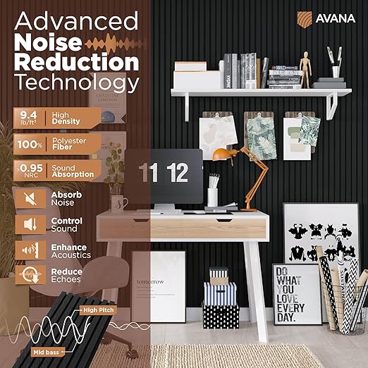 Avana Acoustic Wood Wall Panels – 94.4 X 12.6 Inch Black Oak Acoustic Panels 4 - Image 5