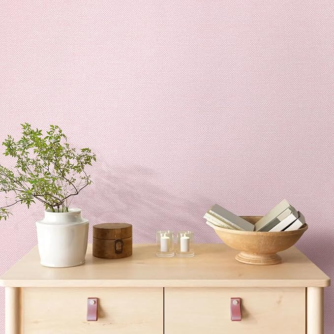 Pink Grasscloth Wallpaper Peel and Stick Textured Contact Paper - Image 2