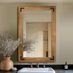 Bathroom Mirror for Wall with Wooden Frame, Bedroom Decor, Vertical or by TRAHOME