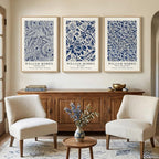Large Framed Blue William Morris Wall Art Set of 3, Vintage Botanical Floral - Image 2