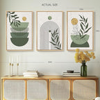 Framed Sage Green Boho Wall Art Bedroom, 3 Piece Bohemian Botanical Paintings - Image 3