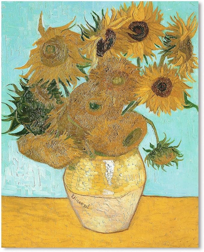 Van Gogh Canvas Wall Art: Twelve Sunflowers Oil Painting Picture Reproduction - Image 2