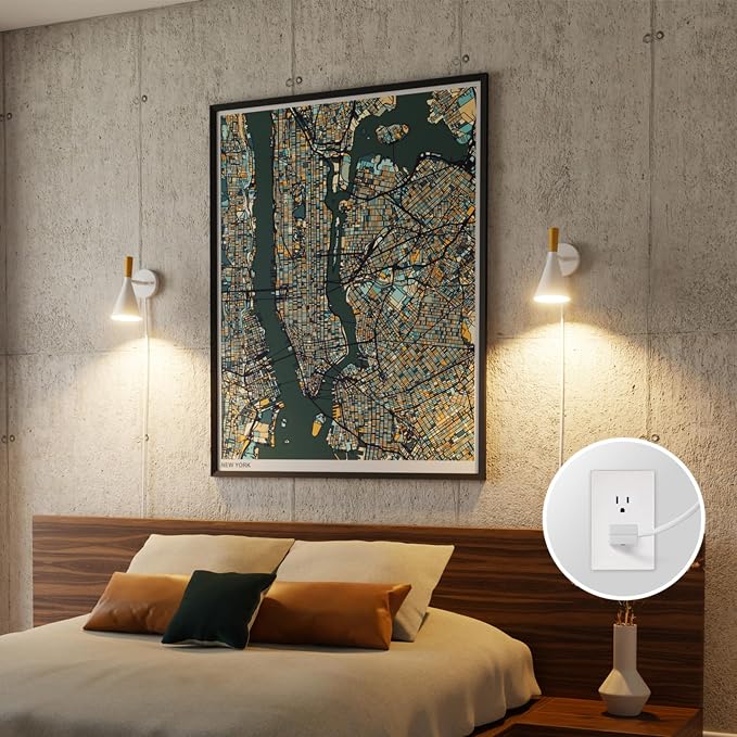 Globe Electric 65000147 1-Light Plug-in or Hardwire Wall Sconce, Matte White - Image 3
