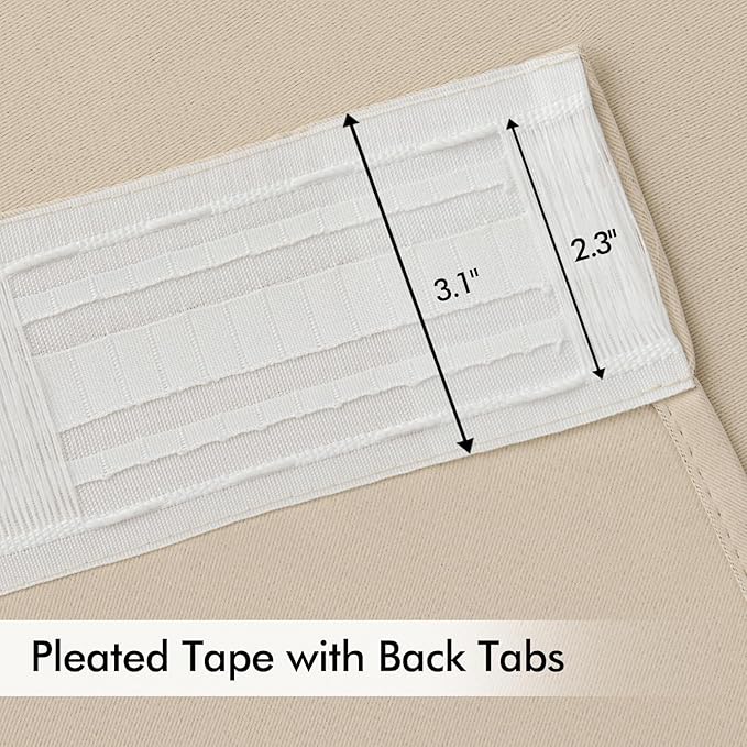 MIULEE Back Tab Cream Beige Curtains 102 Inch Long 2 Panels Set - Image 4