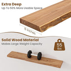 Floating Shelves for Wall Decor, Rustic Solid Elm Wood Live Edge Floating - Image 5