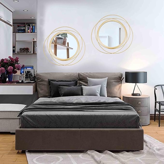 2 Set. Circle Mirrors for Wall Decor for Living Room Bedroom Bathroom Entryway - Image 4